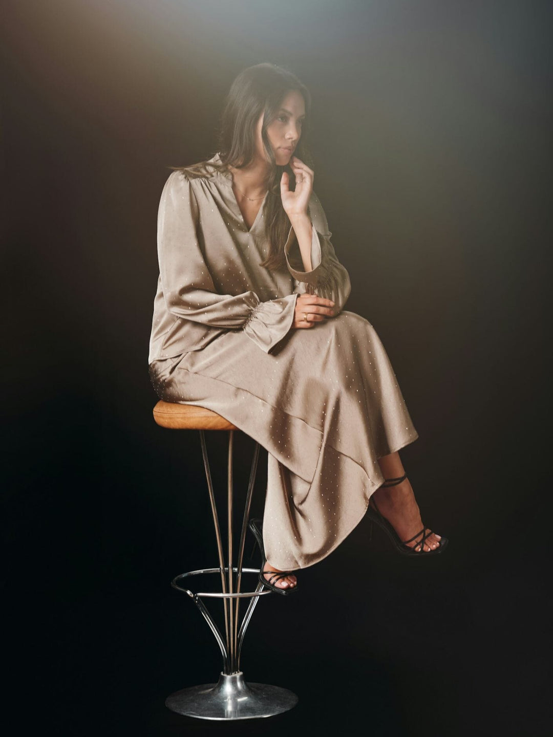 Neo Noir - Viso Heavy Sateen Bedaz Skirt 166890 - 811 - Dark Taupe Nederdele 