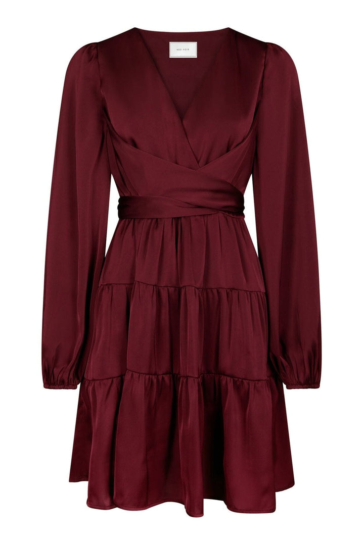 Neo Noir - Vivina Drapy Satin Dress 171618 - 174 - Burgundy Kjoler 