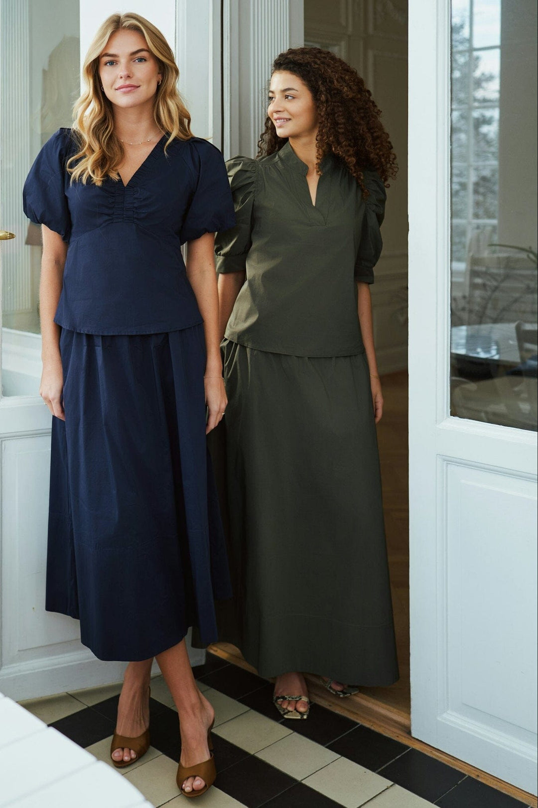 Neo Noir - Yara Long Poplin Skirt 163076 - 151 - Army Nederdele 