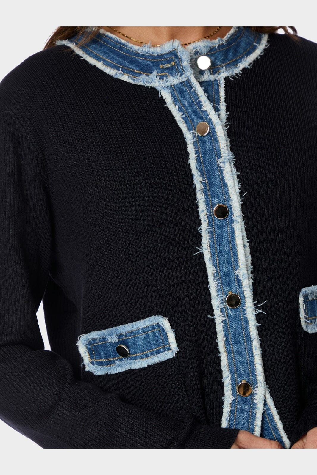 Neo Noir - Zelma Knit Denim Cardigan 167245 - 141 - Navy