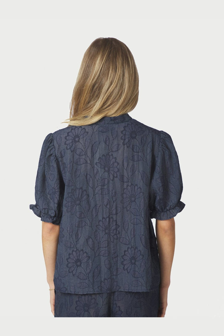 Neo Noir - Zika Flower Stripe Blouse 168493 - 534 - Dark Blue