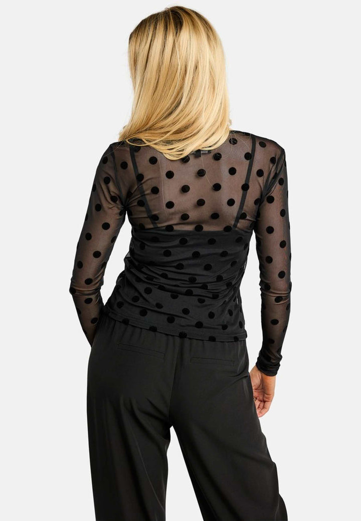 Liberte - Mesh Ls Tshirt, Flock 22081 - Black Big Dot