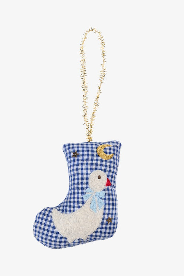 Sissel Edelbo - Stocking Goose Ornament Se 2130 - Navy Checks