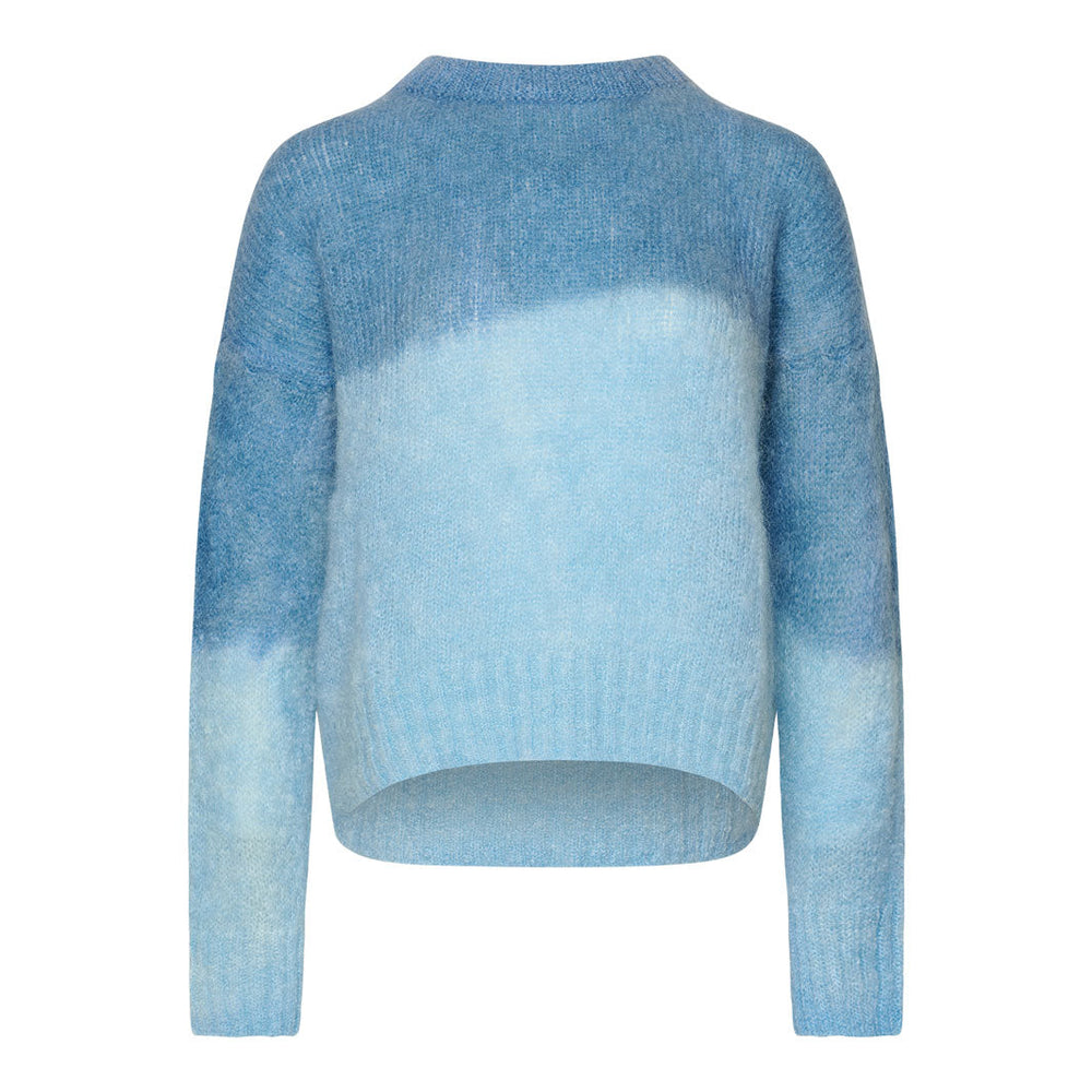 Noella - Belinda Dip Sweater - Blue Strikbluser 