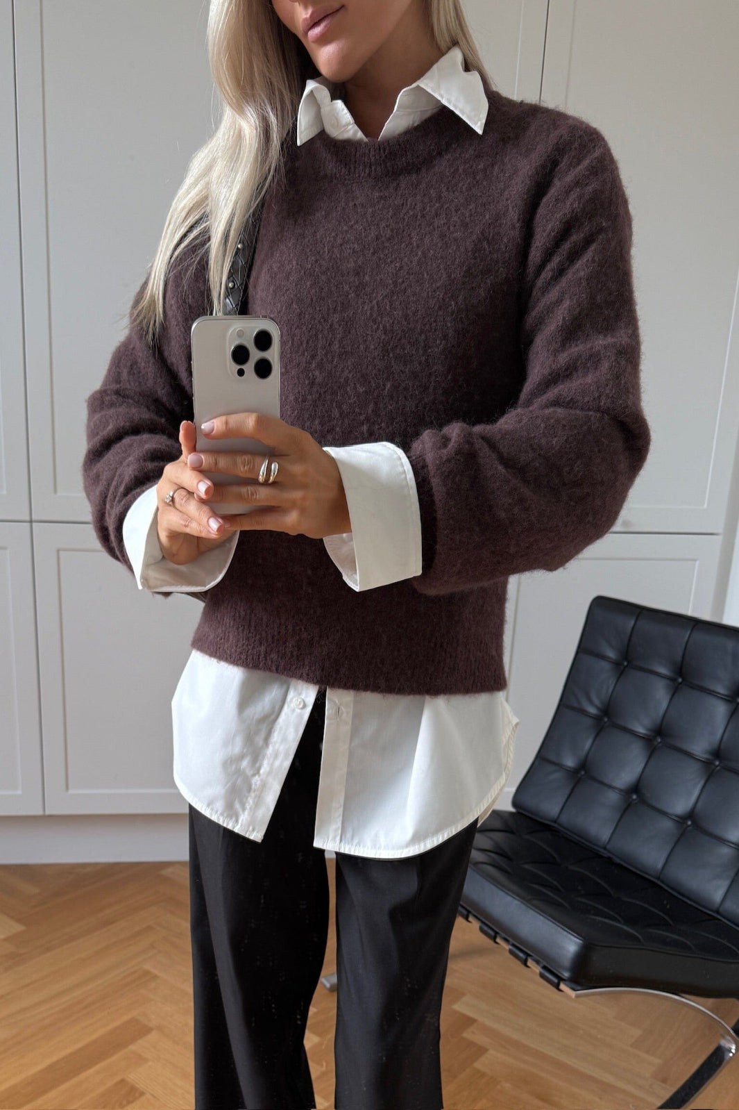 Noella - Kae Knit 12940085 - 1471 - Medium Brown Strikbluser 