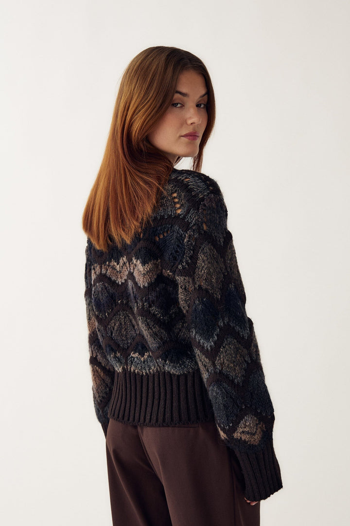 Noella - Latanna Knit 14420001 - 1405 - Brown Multi Strikbluser 