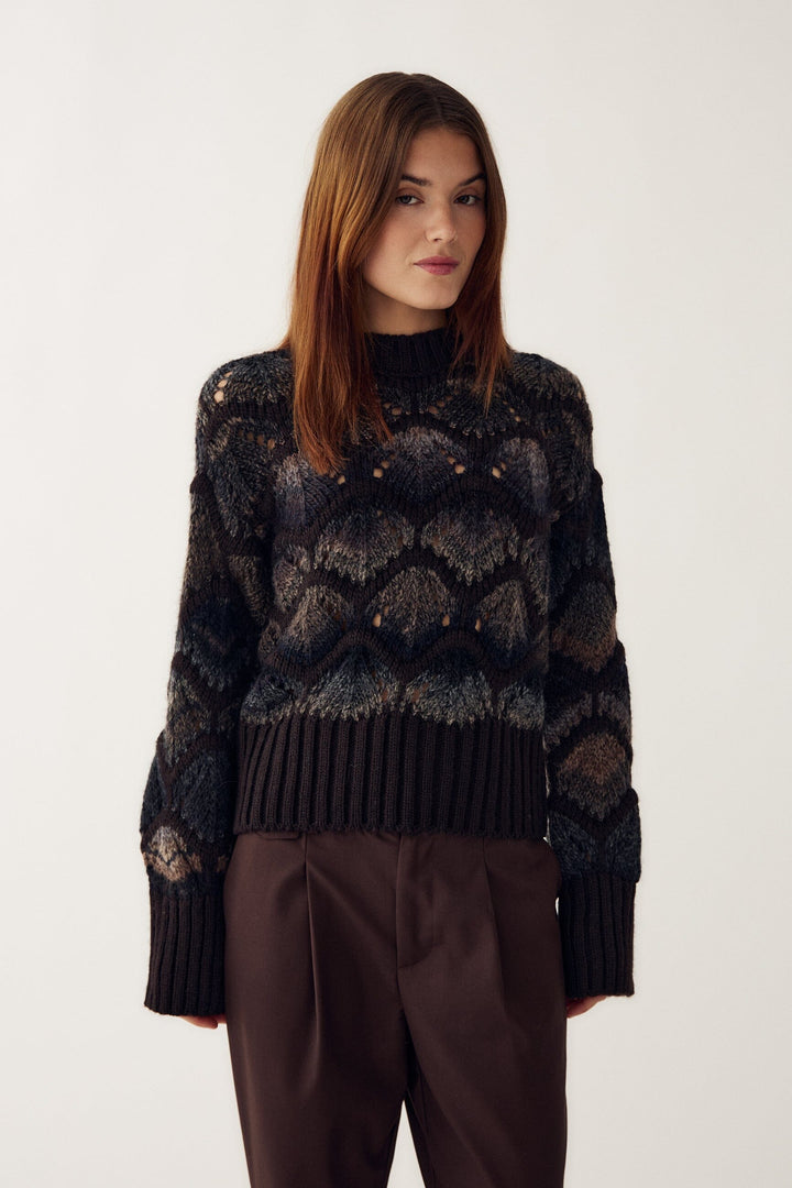 Noella - Latanna Knit 14420001 - 1405 - Brown Multi Strikbluser 