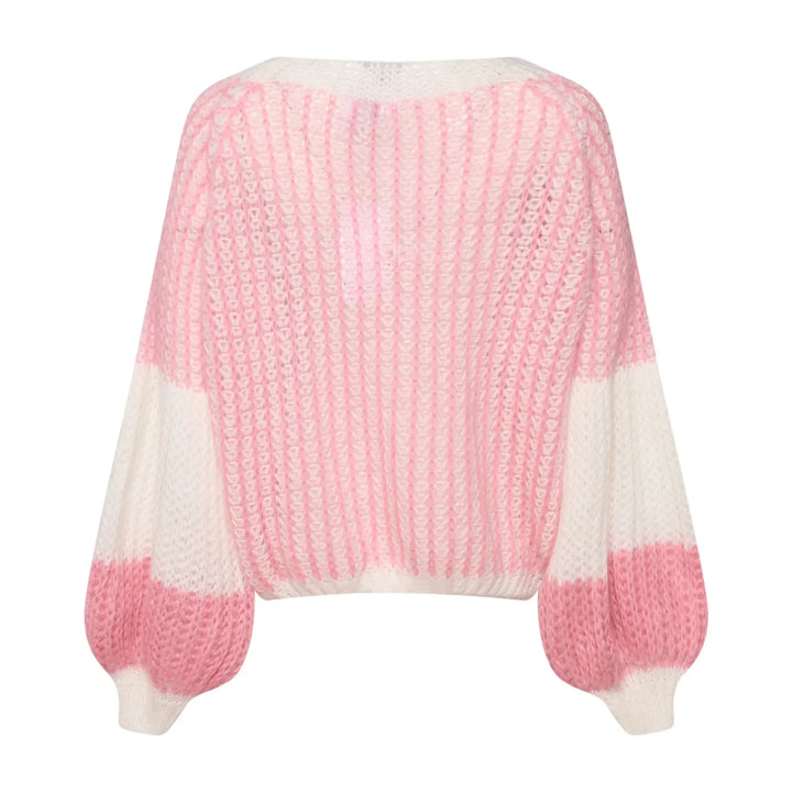 Noella - Liana Knit sweater - White/Rose Strikbluser 