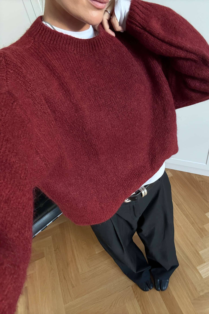 Noella - Mimi Ls Knit 11450002 - 1355 - Dusty Mahogany Strikbluser 