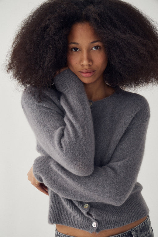 Noella - N-Anya Knit Cardigan 16470001 - 1252 - Dark Grey Mel. Cardigans 