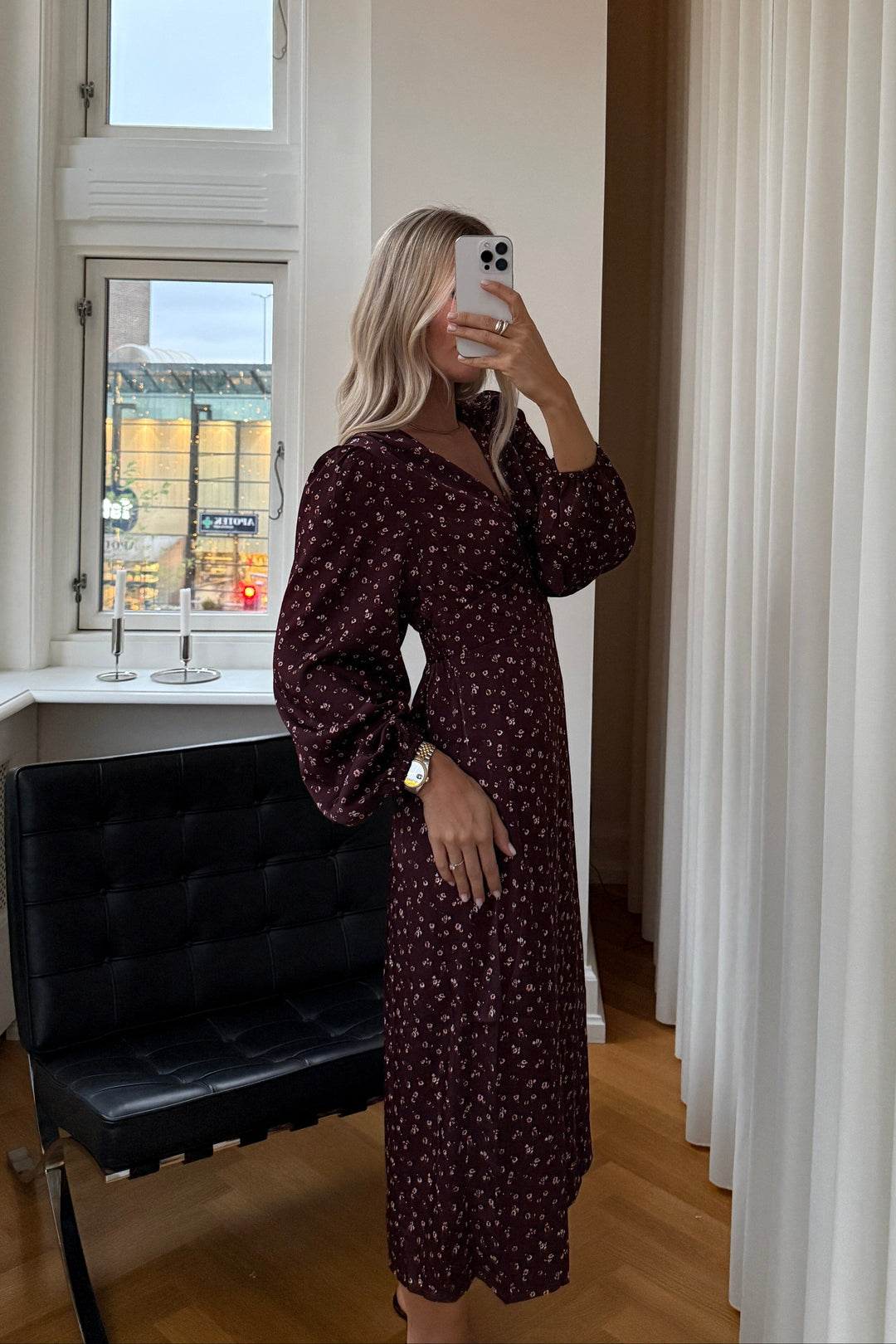 Noella - N-Lilith Dress 15900002 - 1472 - Dwyn Burgundy Print Kjoler 