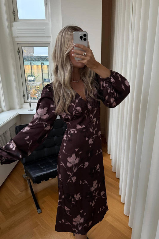 Noella - N-Lilith Dress 15910001 - 1473 - Dena Burgundy Print Kjoler 