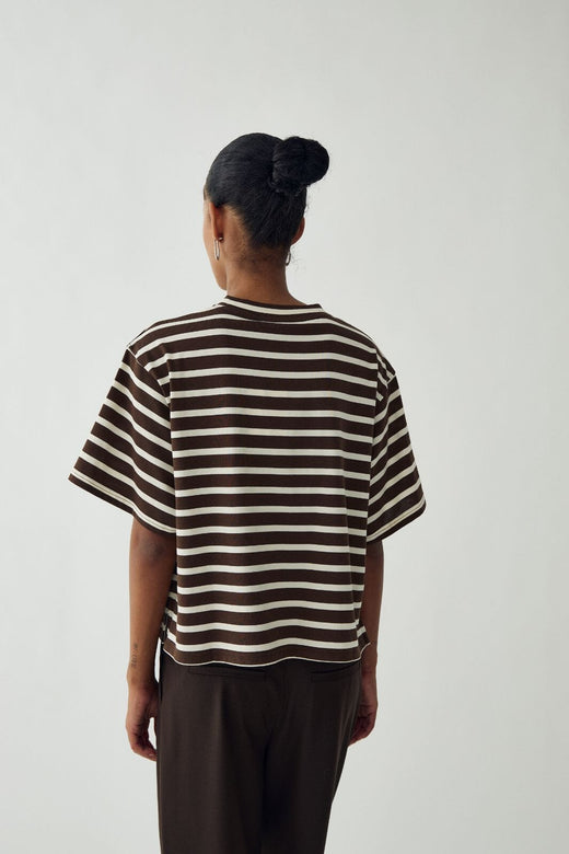 Noella - N-Maple T-Shirt 17260002 - 450 - Eton Brown Ivory Stripe T-shirts 