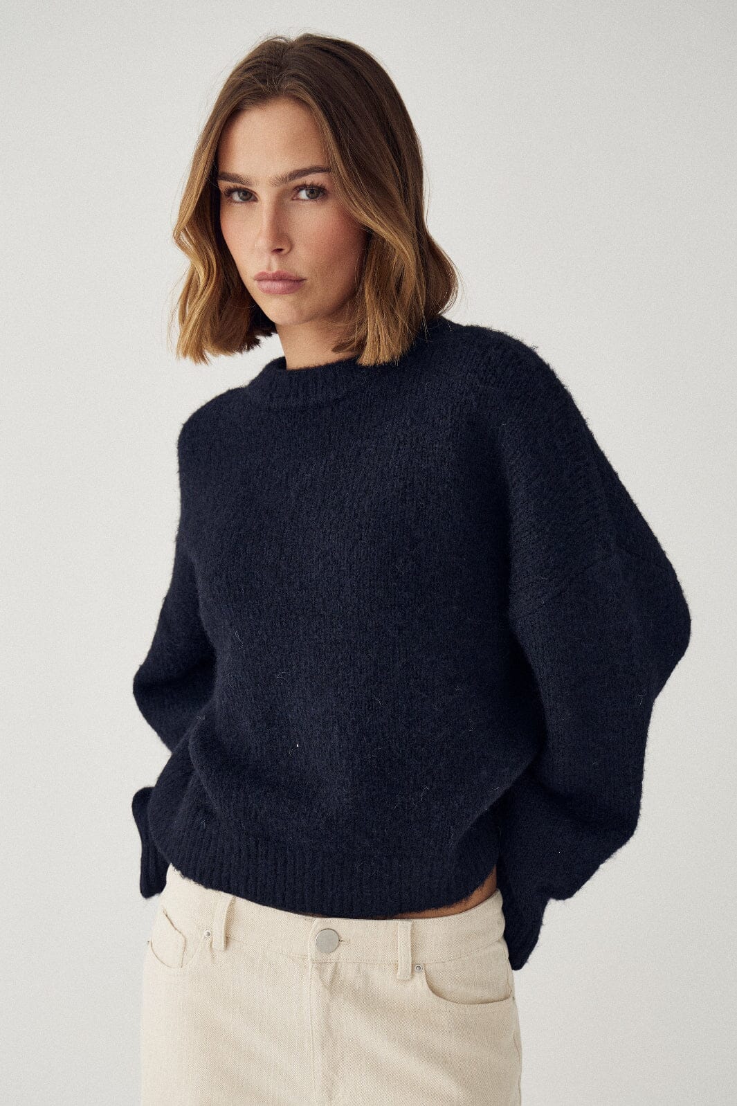 Noella - N-Mavi Knit 16100002 - 007 - Navy Strikbluser 