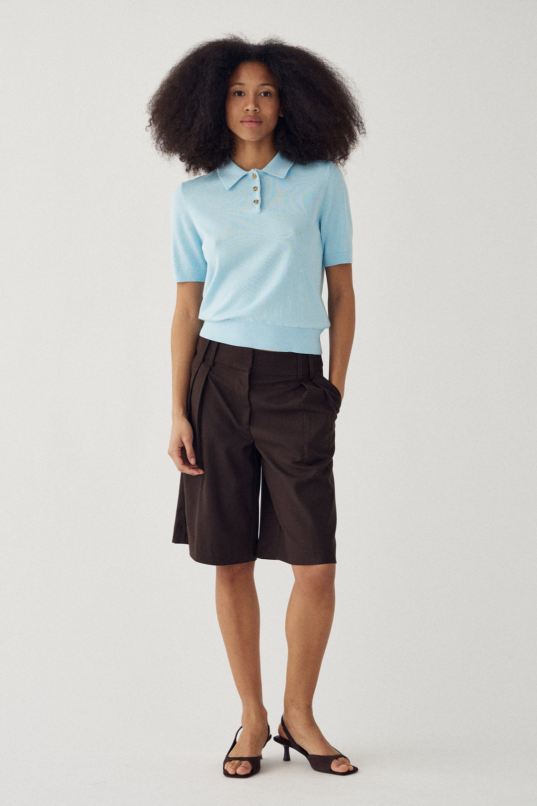 Noella - N-Maxine Ss Knit 14990003 - 975 - Air Blue Strikbluser 