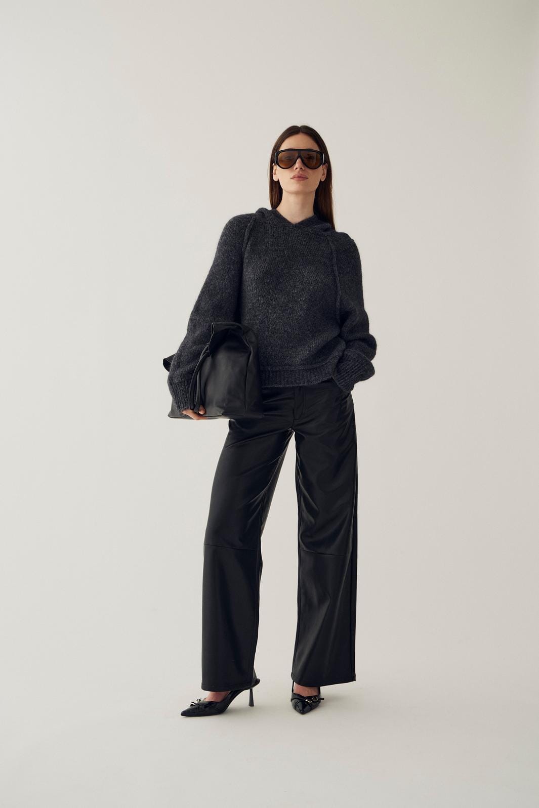 Noella - N-Meeko Knit 16700001 - 019 - Dark Grey Melange Strikbluser 
