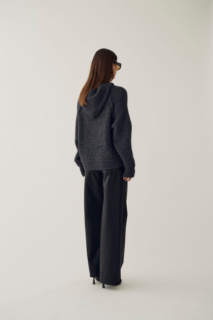 Noella - N-Meeko Knit 16700001 - 019 - Dark Grey Melange Strikbluser 