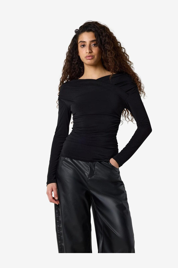 Noisy May - Nmbella Tulla L/S Draped Top - 5129667 Black