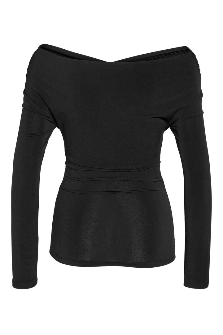 Noisy May - Nmbella Tulla L/S Draped Top - 5129667 Black