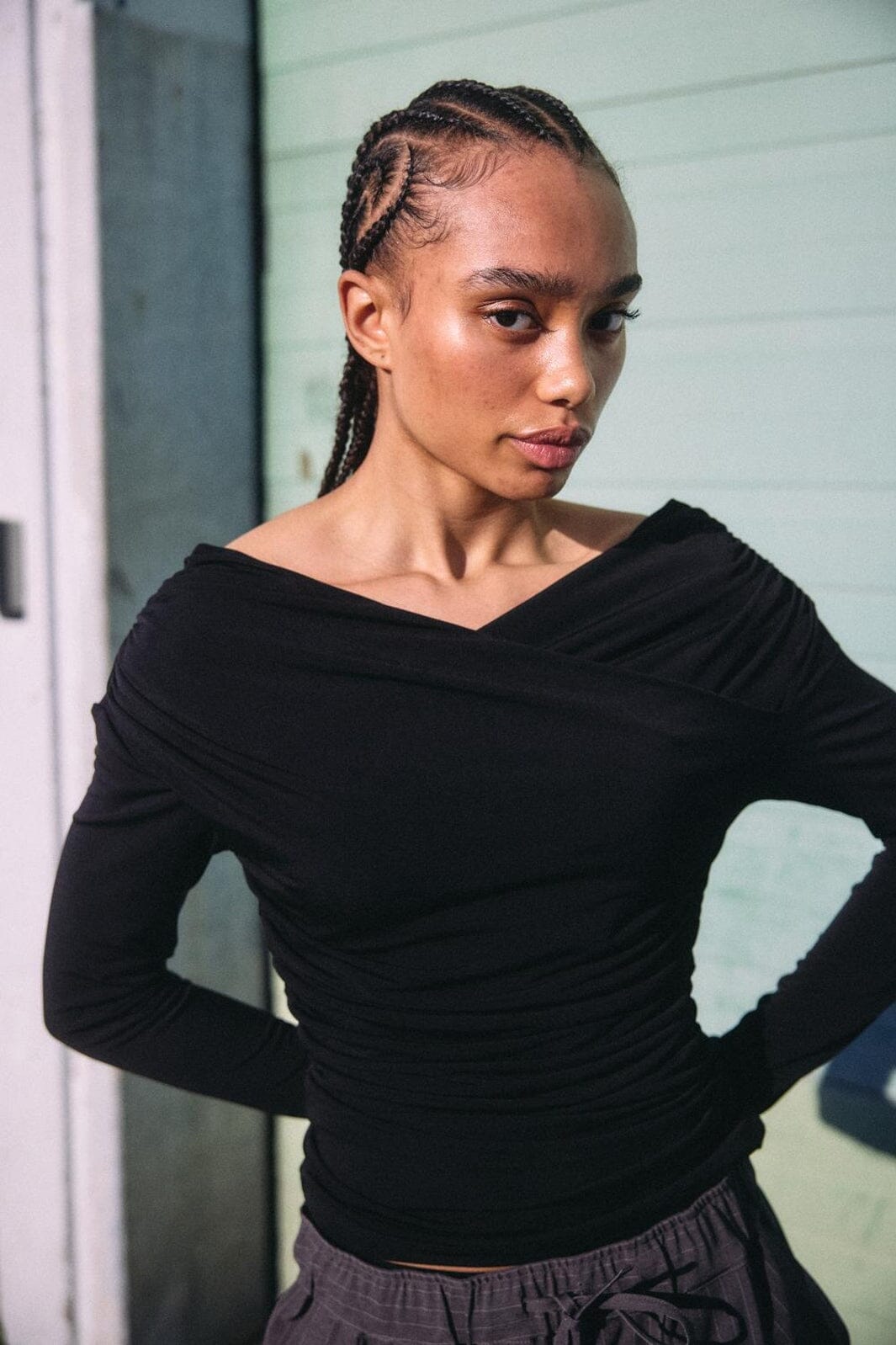 Noisy May - Nmbella Tulla L/S Draped Top - 5129667 Black