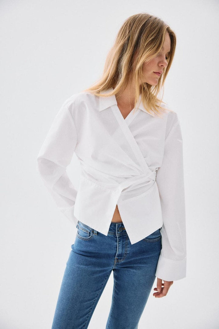 Noisy May - Nmciri L/S Assymetric Closesure Shirt - 5268062 Snow White