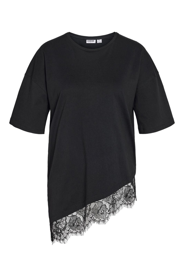 Noisy May - Nmeasy Lace Detail S/S T-Shirt - 5085999 Black Black Lace