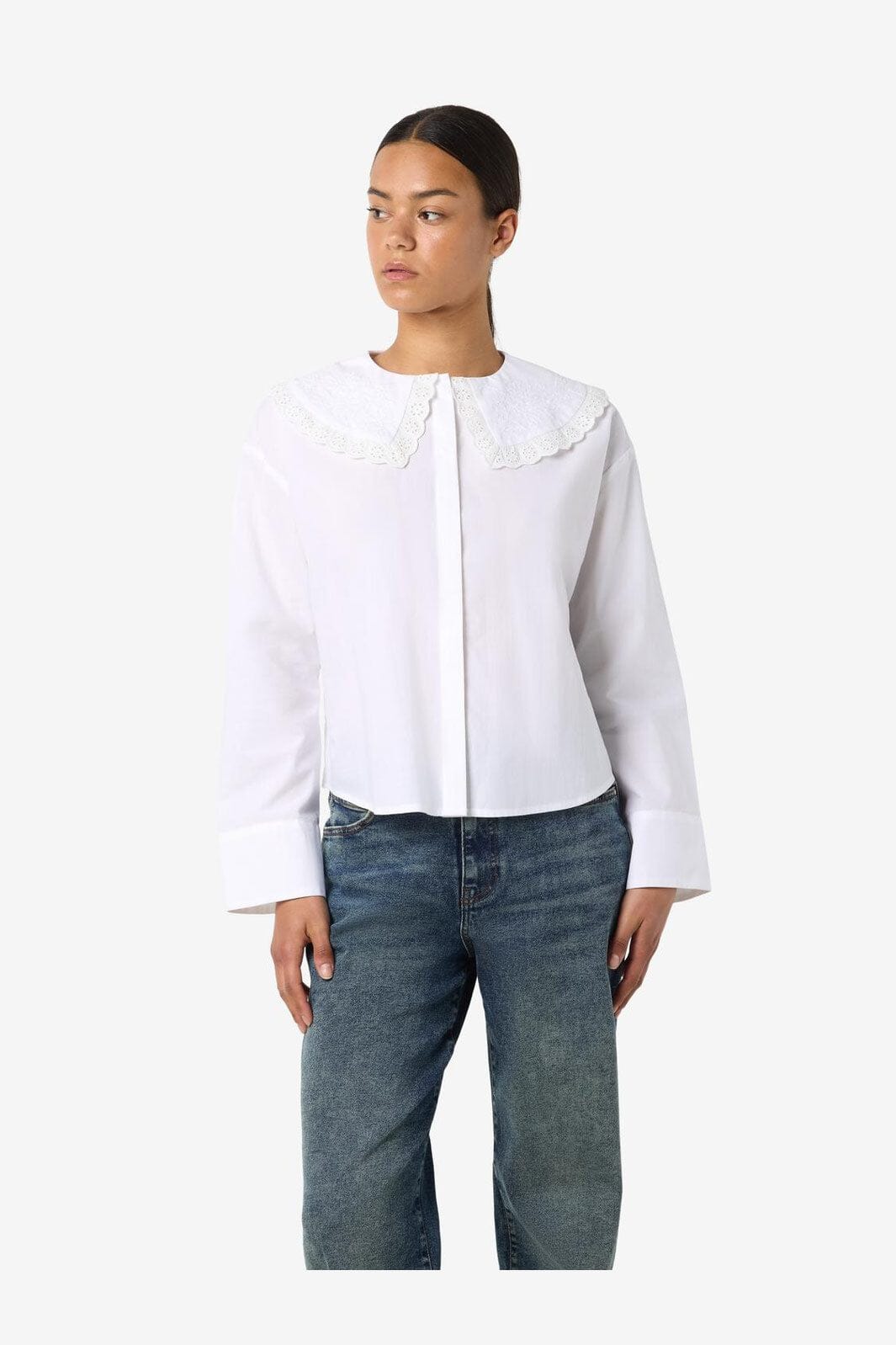 Noisy May - Nmeliza L/S Embr Collar Shirt - 4921981 Bright White