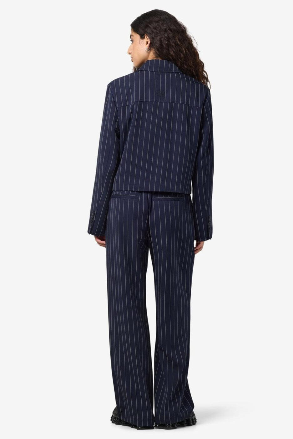 Noisy May - Nmella L/S Pinstripe Jacket Fwd - 4896947 Navy Blazer White