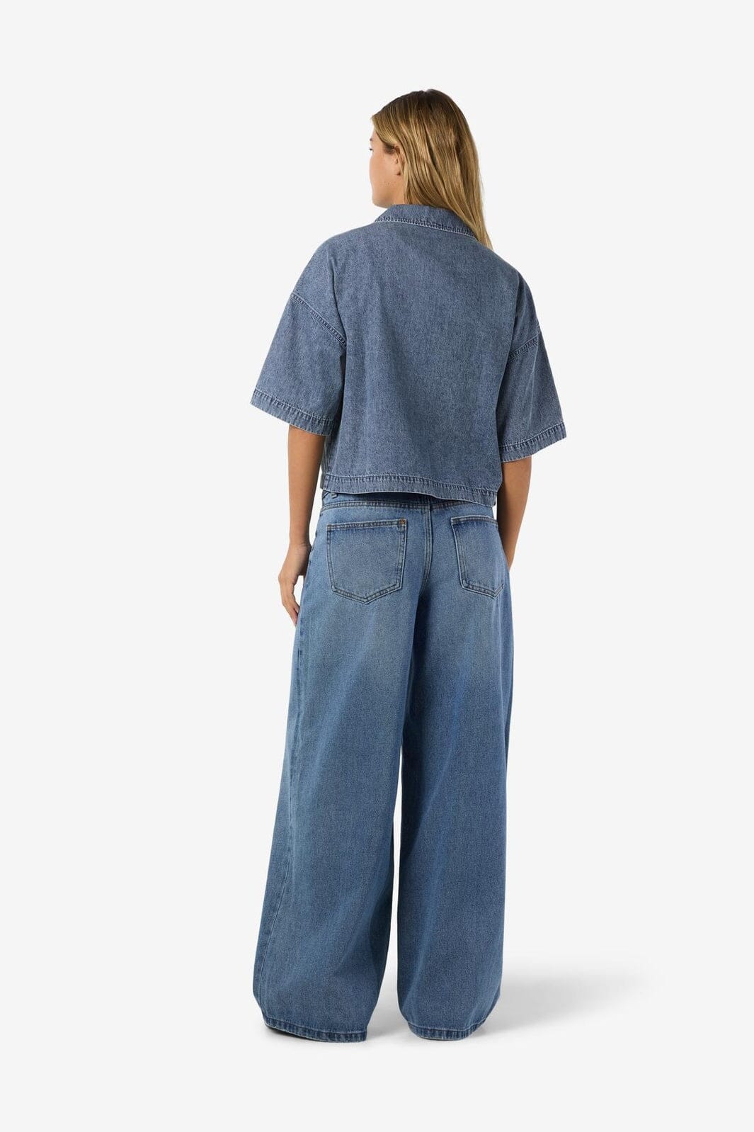 Noisy May - Nmenza S/S Reg Crop Shirt Mg004Mb - 4919938 Medium Blue Denim