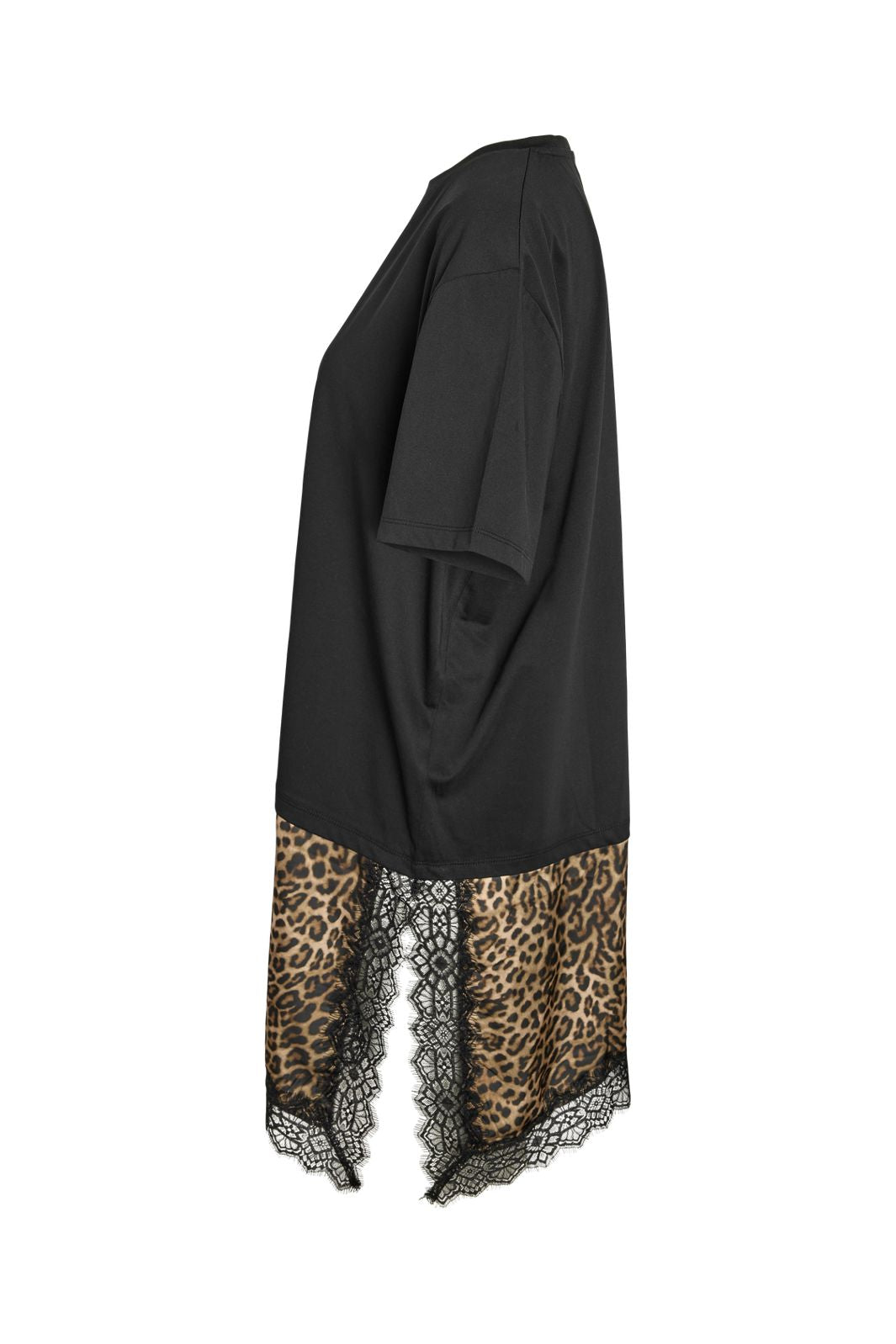 Noisy May - Nmfilla S/S Oversize Satin T-Shirt - 5190999 Black Leo