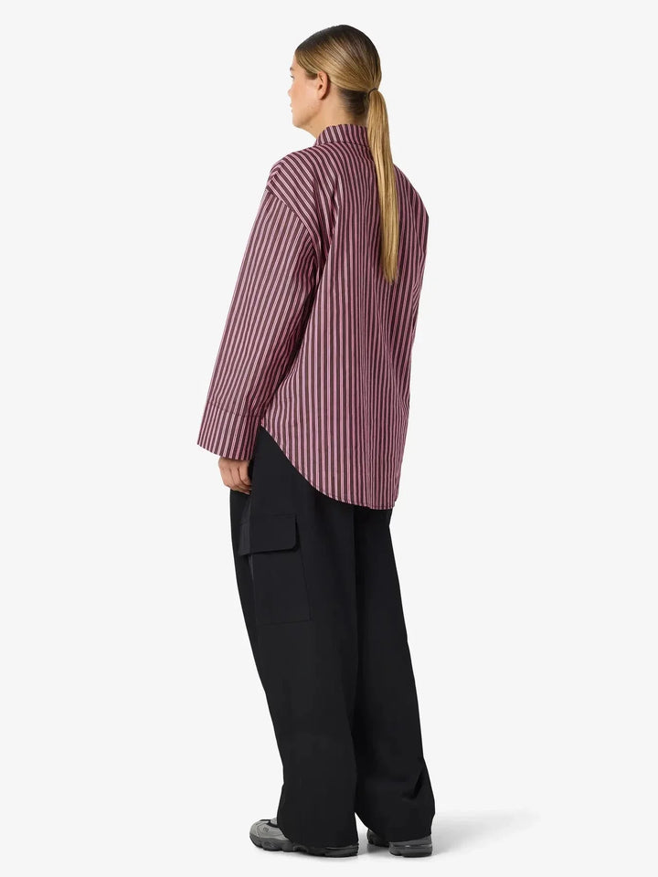 Noisy May - Nmfrida L/S Button Shirt Box - 5089197 Windsor Wine Begonia Pink/White Skjorter 