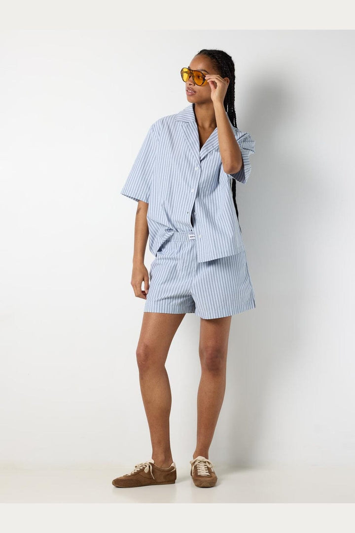 Noisy May - Nmfrida Stripe Shorts - 5191129 Blue Bell Grey