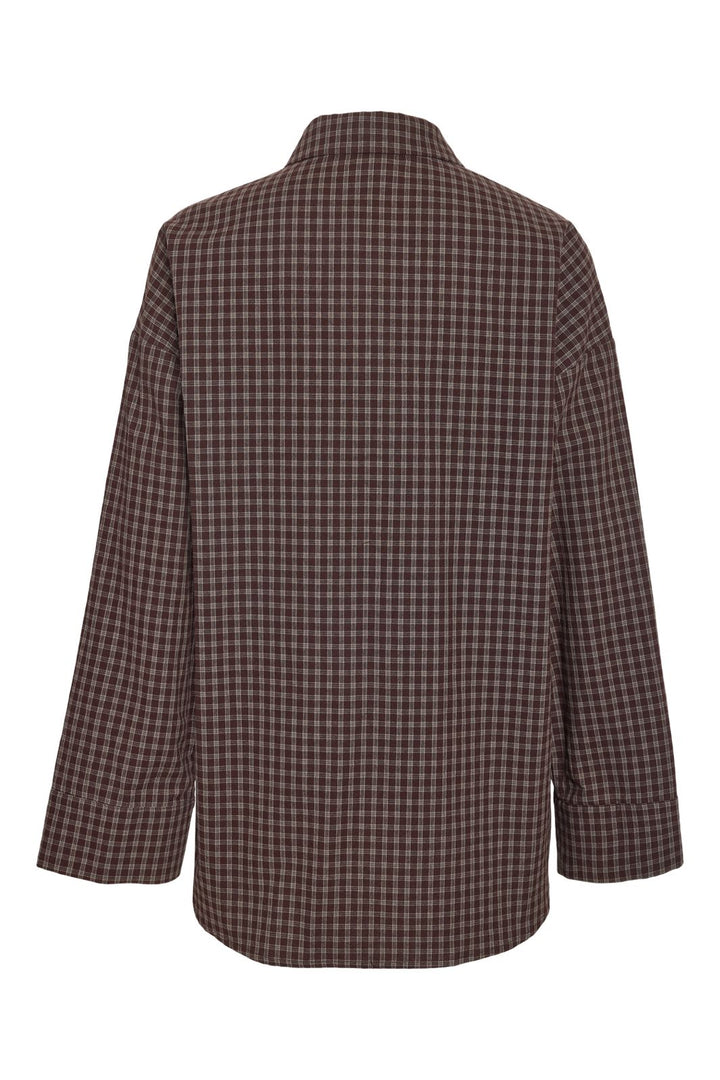 Noisy May - Nmhailey Zoe L/S Check Shirt - 5117232 Chocolate Brown Birch