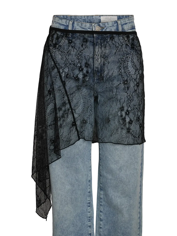 Noisy May - Nmida Elasticated Lace Skirt - 5097953 Black Nederdele 