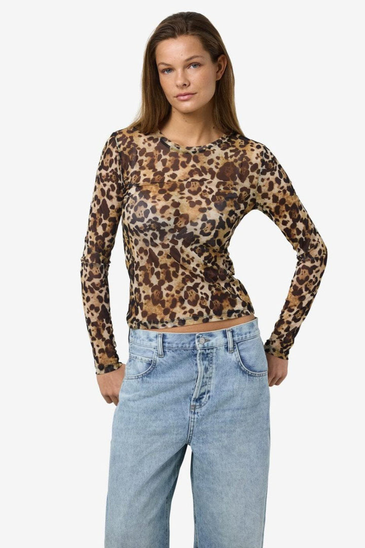 Noisy May - Nmjudith L/S Mesh Top Bg Fwd - 4067990 Black Leo