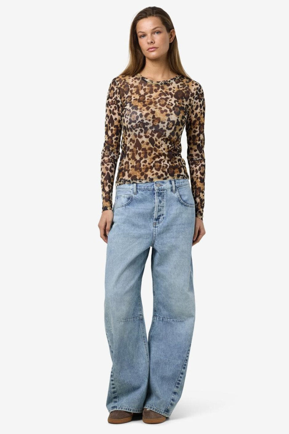 Noisy May - Nmjudith L/S Mesh Top Bg Fwd - 4067990 Black Leo