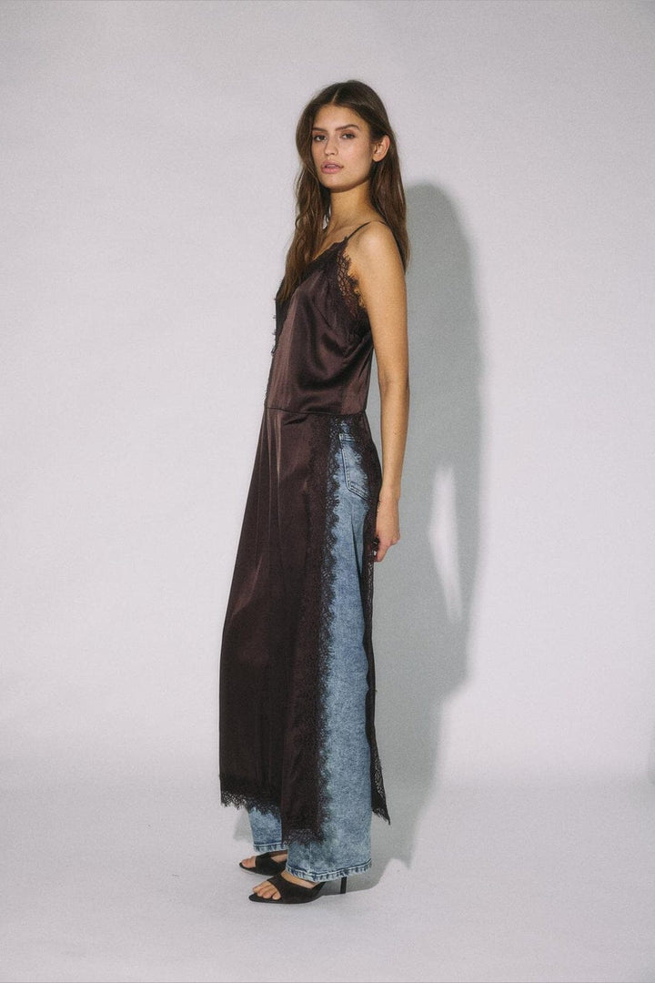 Noisy May - Nmlouise Sl Strap Lace Dress - 5081997 Chocolate Brown