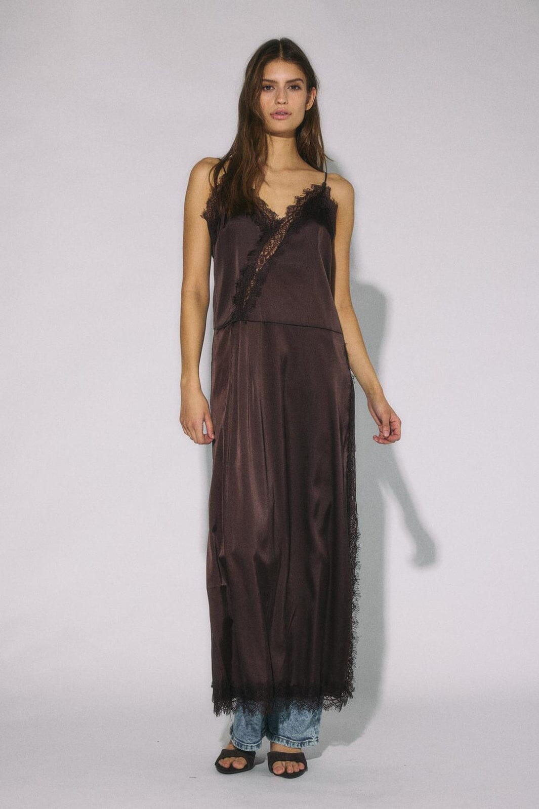 Noisy May - Nmlouise Sl Strap Lace Dress - 5081997 Chocolate Brown