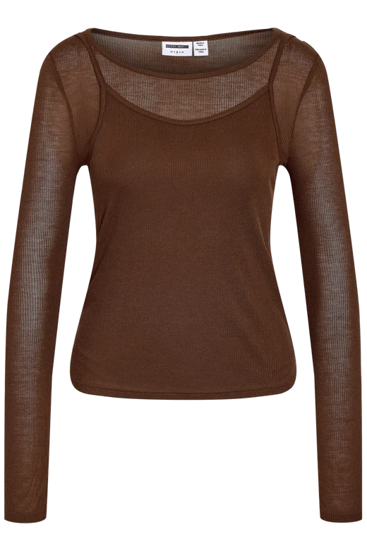 Noisy May - Nmnusa L/S Doublelayer Top - 5144780 Chocolate Brown Bluser 