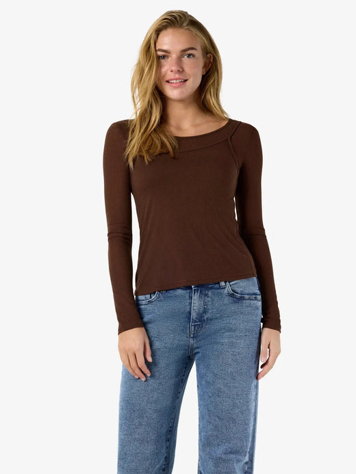 Noisy May - Nmnusa L/S Doublelayer Top - 5144780 Chocolate Brown Bluser 