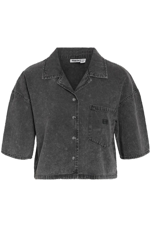 Noisy May - Nmoregon 2/4 Crop Denim Shirt Bs038Bl - 4944149 Black Denim Skjorter 