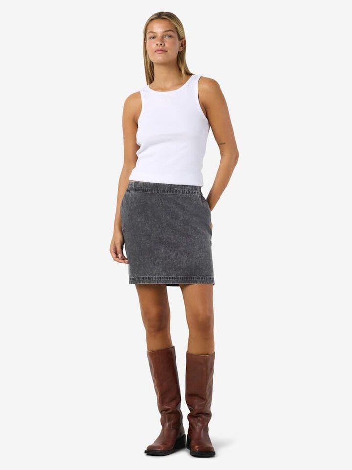 Noisy May - Nmoregon Denim Skirt Bs038Bl - 4944237 Black Denim Nederdele 