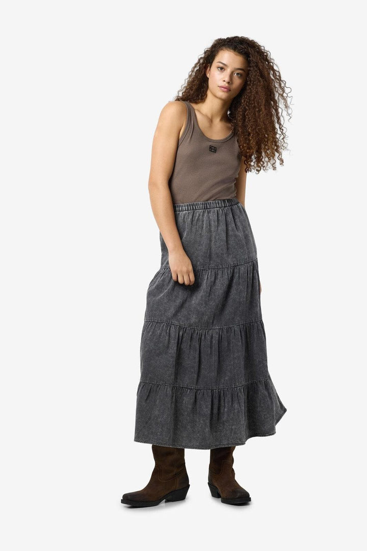 Noisy May - Nmoregon Nw Denim Acid Maxi Skirt Bl - 4777573 Black Washed