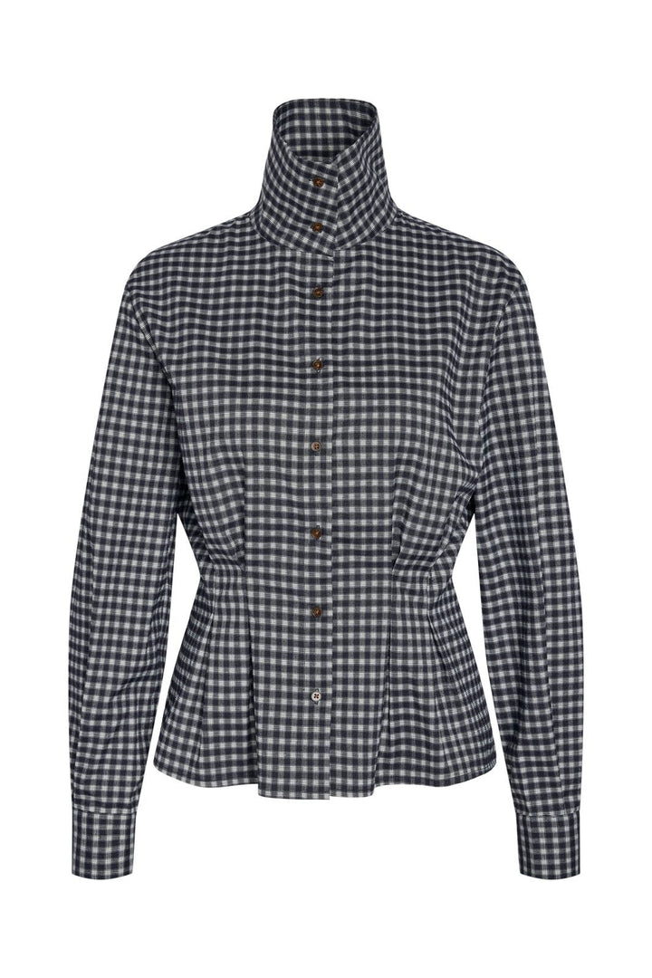 Noisy May - Nmpamila Highneck L/S Detail Shirt - 5224958 Navy Blazer White