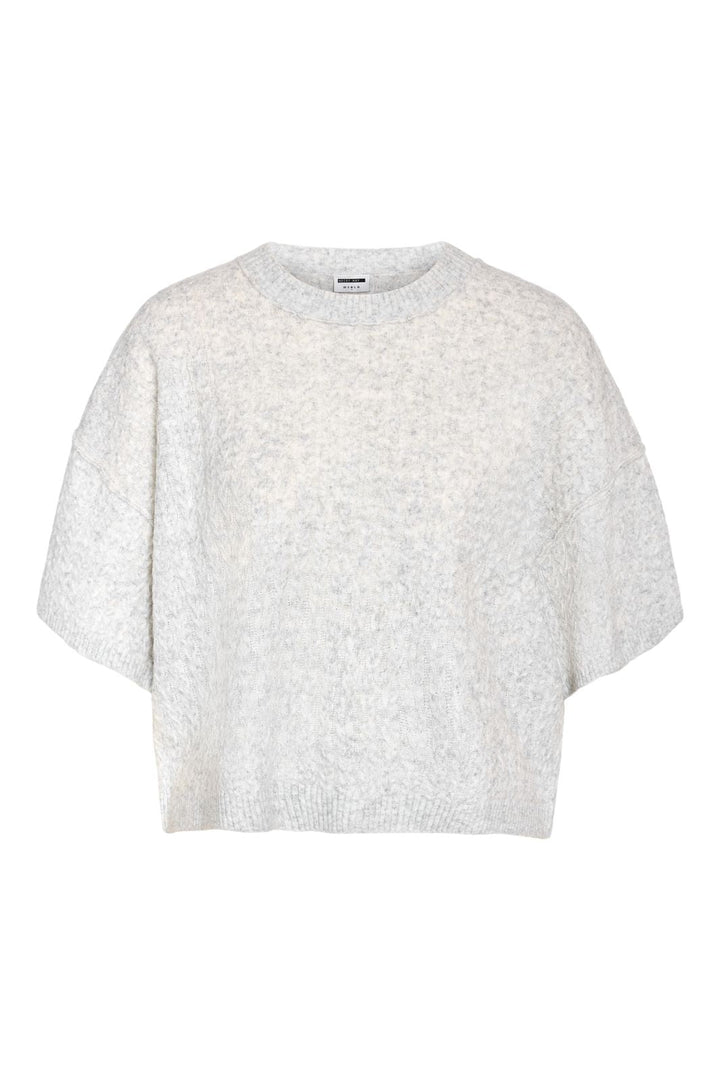 Noisy May - Nmsmilla S/S Cable Knit Top - 4923869 Light Grey Melange
