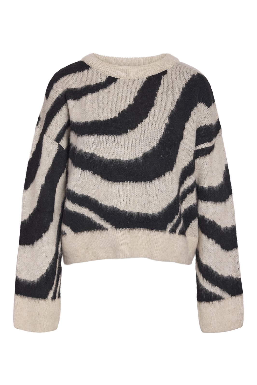 Noisy May - Nmsoff L/S O-Neck Knit - 5027173 Silver Lining Black Swirl