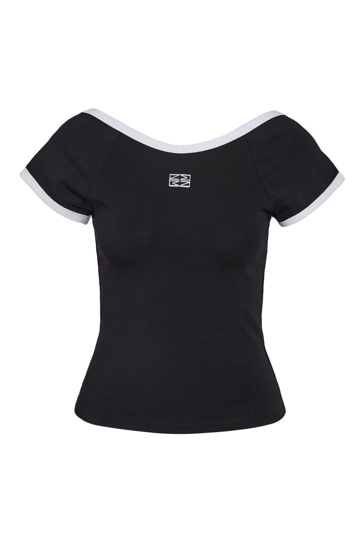 Noisy May - Nmtwin S/S O-Neck Contrast Tee Fwd - 4980977 Black White Contrast