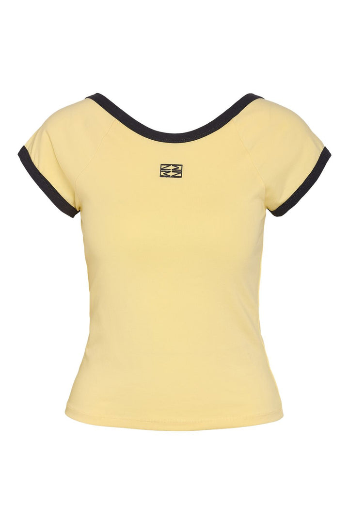 Noisy May - Nmtwin S/S O-Neck Contrast Tee Fwd - 4980978 French Vanilla Obsidian Contrast