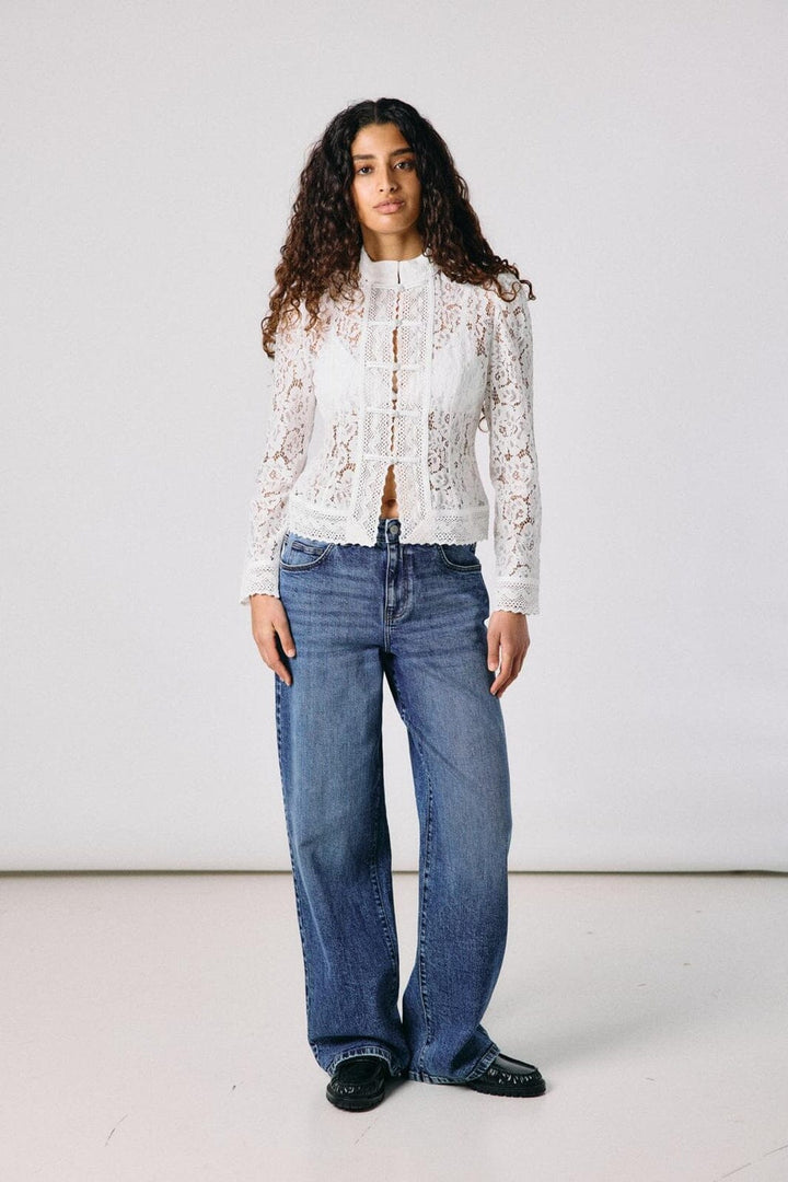 Noisy May - Nmvenna L/S Mandarin Blouse - 5236663 Snow White