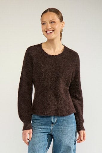 Nümph - Nusuri Peplum Pullover 707253 - Black Coffee Strikbluser 